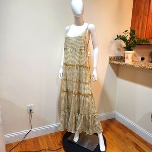 Free People Midnight Dance Printed Cotton Maxi Dress M